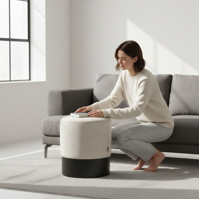 Designer Pouf Stilvoller Fußhocker Textilhocker Sitz Schlafzimmer Möbel