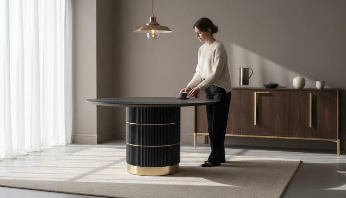Tische Runder Esstisch Luxus Esszimmer Möbel Designer Tisch Metallfuß
