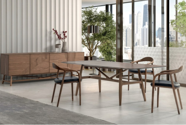 Modernen 6tlg Esszimmer Set Tisch 4x Stühle mit Anrichte Essgarnitur Gruppe
