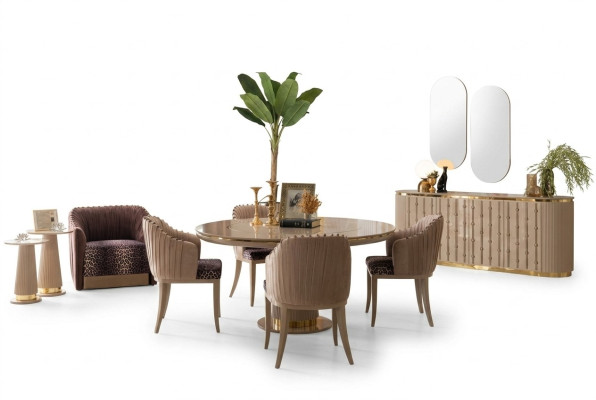 Essgarnitur Esstisch 4 Stühlen Sideboard Spiegel Essgruppe Esszimmer Set 8tlg