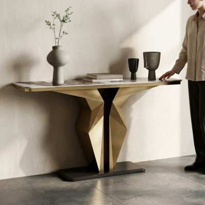 Design Luxus Konsolen Tisch Konsole Sideboard Gold Wohnzimmer Möbel Neu