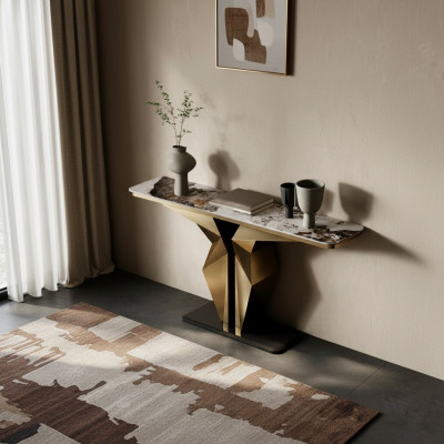 Design Luxus Konsolen Tisch Konsole Sideboard Gold Wohnzimmer Möbel Neu