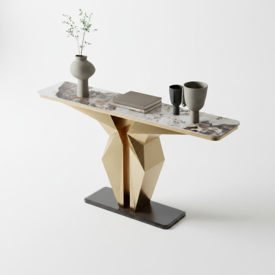Design Luxus Konsolen Tisch Konsole Sideboard Gold Wohnzimmer Möbel Neu