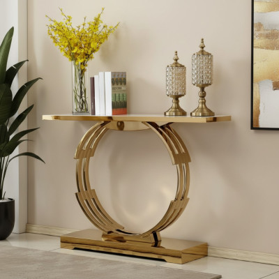 Konsole Luxus Sideboard Konsolen Tisch Anrichte Edelstahl Wohnzimmer Neu