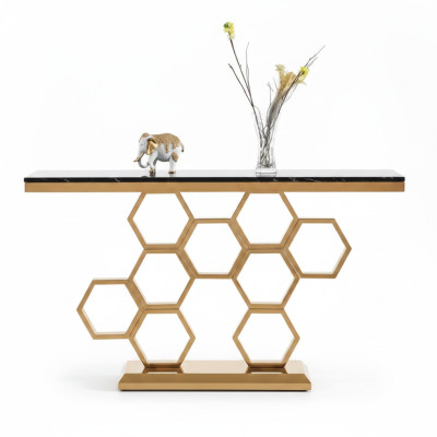 Konsolentisch Edelstahl Gold Wohnzimmer Möbel Konsolen 140cm Neu