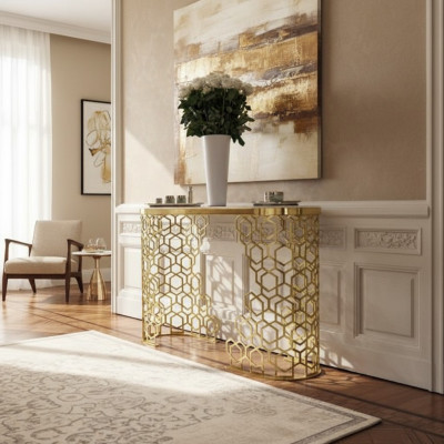Luxus Konsole Design Konsolen Tisch Möbel Sideboard Einrichtung Gold
