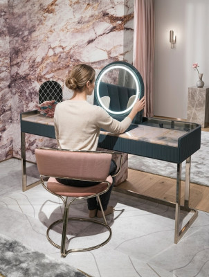 Schlafzimmer Möbel Schminktisch Designer Schminktstuhl Luxus Holzmöbel