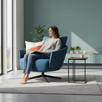 Design Sessel Textil Luxus Couch 1,5 Sitzer Sofa Relax Wohnzimmer Neu