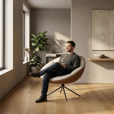 Sessel Sitzer Design Wohnzimmer Polster Holz Einsitzer Moderne Weiß Neu