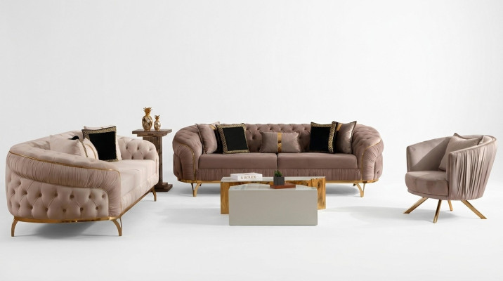 Design Sofa 331 Sitzer Chesterfield Stoff Couch Polster Sofas Textil Neu