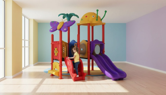 Kinderbereich mit Rutschen Unterhaltung für Kinder Garten Spielplätze
