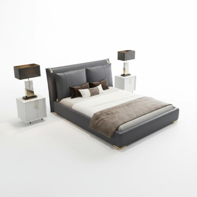 Luxus Bett Betten Modern Doppelbett Grau Bettrahmen Schlafzimmer Neu