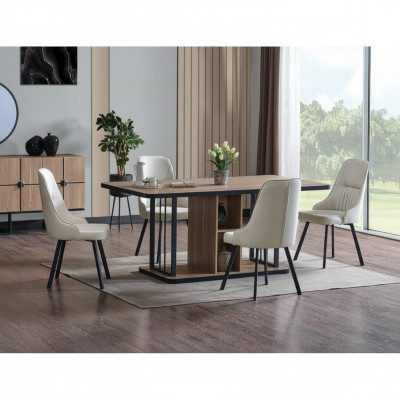 Esszimmer set 7tlg. Esstisch 6x Stühle Designer Holz Stuhl Garnitur Möbel Neu