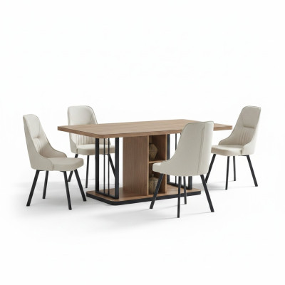 Esszimmer set 7tlg. Esstisch 6x Stühle Designer Holz Stuhl Garnitur Möbel Neu