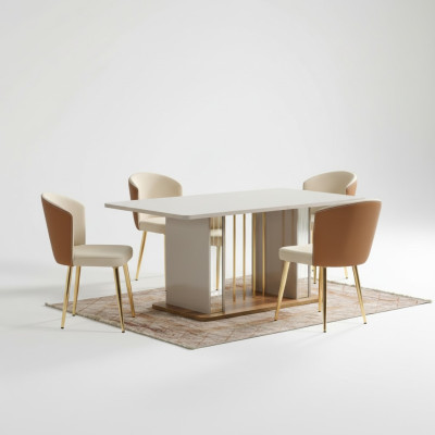 Esszimmer set Modern Esstisch + 6x Stühle Tisch Holz Polsterstuhl 7tlg