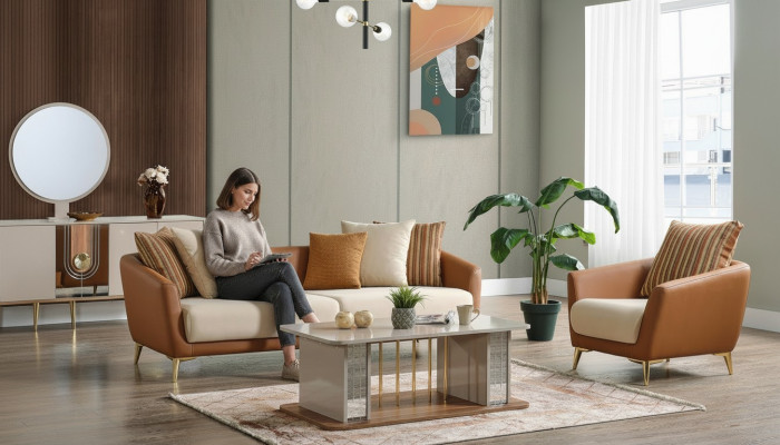Luxus Sofagarnitur Set Wohnzimmer Sofa set Sofagarnitur 3+1+Couchtisch Modern Neu