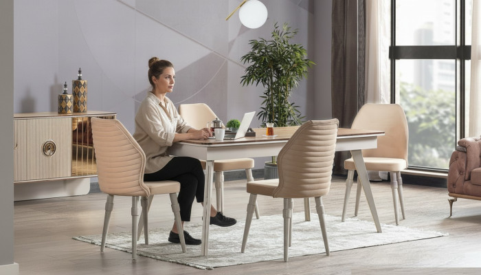 Designer Komplett 6x Stühle+Esstisch Set Esszimmer Designer Garnitur Set Neu