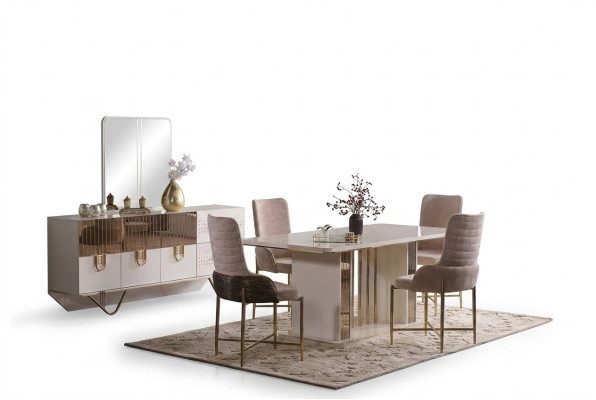 Design Esszimmer Komplett Esstisch + 6x Stühle+Sideboard Möbel Holztisch Neu