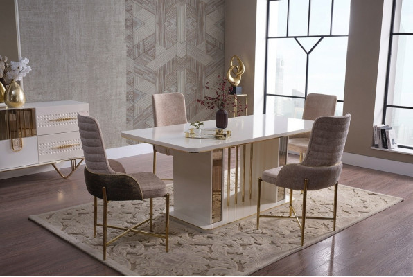 Esszimmer Set Luxus 6x Stühle+Esstisch Essgruppe Garnitur Lehnstühle Anrichte