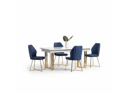 Esszimmer Set Luxus 6x Stühle+Esstisch Essgruppe Garnitur Lehnstühle Modern