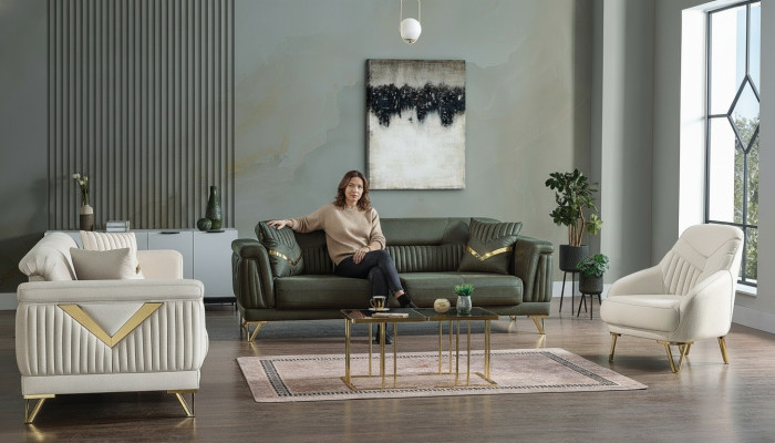Design Modernes Wohnzimmer Set Sofagarnitur 3+3+1 Wohnzimmer Möbelset