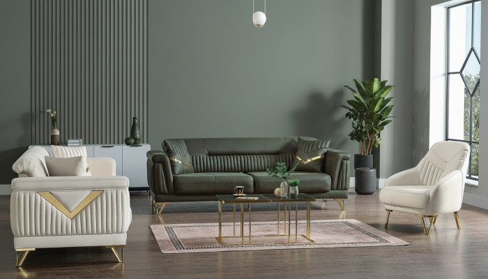 Design Modernes Wohnzimmer Set Sofagarnitur 3+3+1 Wohnzimmer Möbelset