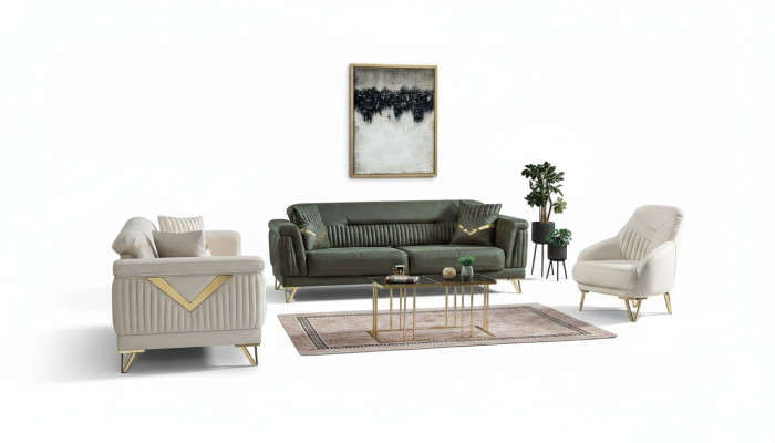 Design Modernes Wohnzimmer Set Sofagarnitur 3+3+1 Wohnzimmer Möbelset