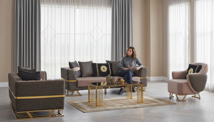 Designer Sofagarnitur 3+3+1 Sitzer Couch Polster Sitzgarnitur Set Neu