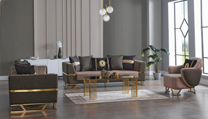 Designer Sofagarnitur 3+3+1 Sitzer Couch Polster Sitzgarnitur Set Neu