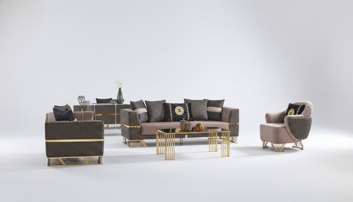Designer Sofagarnitur 3+3+1 Sitzer Couch Polster Sitzgarnitur Set Neu
