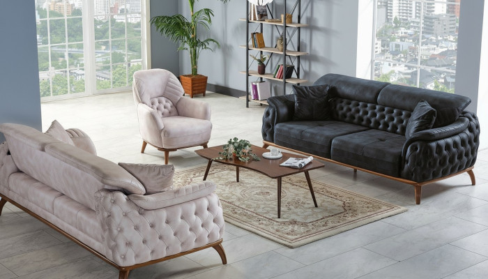 Sofagarnitur 3+3+1 Sitzer Modern Relax Sessel Chesterfield Modern Stil 3tlg Neu