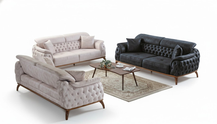 Sofagarnitur 3+3+1 Sitzer Modern Relax Sessel Chesterfield Modern Stil 3tlg Neu