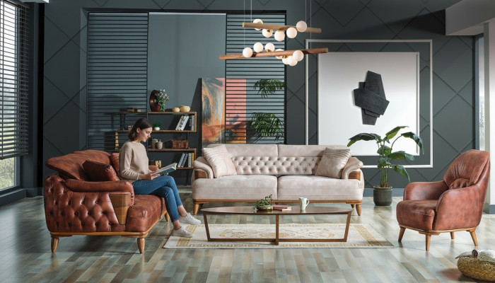 Klassisch Sofagarnitur 3+3+1 Sitzer Chesterfield Relax Sessel Möbel Sofa Neu