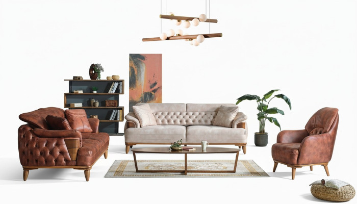 Klassisch Sofagarnitur 3+3+1 Sitzer Chesterfield Relax Sessel Möbel Sofa Neu