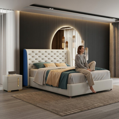 Schlafzimmer Möbel Designer Bett Bettgestell Doppelbetten Eleganz Holz
