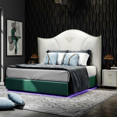 Design Luxus Doppel Hotel Bett Schlafzimmer Modern Holz Möbel Polster