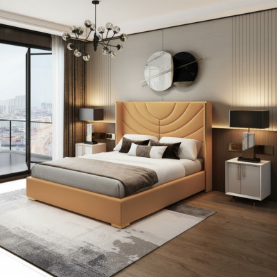 Design Doppelbett Bett 180x200cm Hotel Möbel Luxus Polster Schlafzimmer