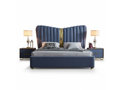 Bett Polster Design Luxus Holz Doppelbetten Schlafzimmer Hotel Möbel Neu