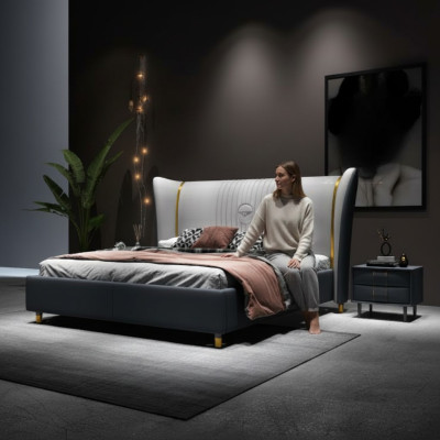 Luxus Bett Holz Polsterbett Schlafzimmer 180x200cm Doppelbett Hotel Neu