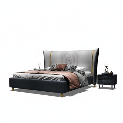 Luxus Bett Holz Polsterbett Schlafzimmer 180x200cm Doppelbett Hotel Neu