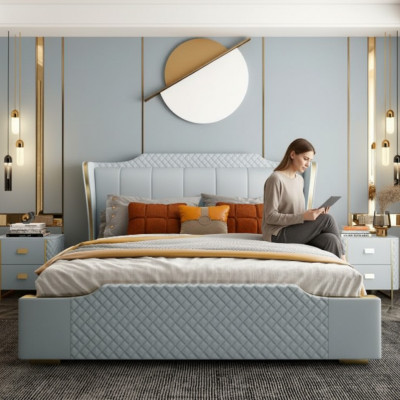 Bett Polster Design Luxus Doppel Hotel Betten Schlafzimmer Kunstleder