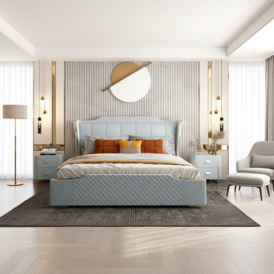 Bett Polster Design Luxus Doppel Hotel Betten Schlafzimmer Kunstleder