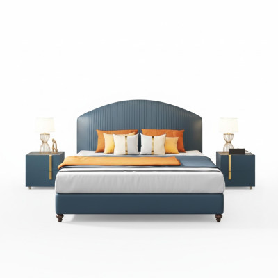 Bett Schlafzimmer Luxus Doppelbett Blau Modern Design Betten Hotel