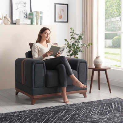 Design Sitzer Luxus Sessel Relax Textil mit Edelstahl Sessel Relaxsessel Modern