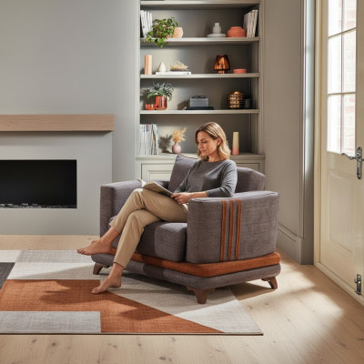 Design Sitzer Luxus Sessel Relax Textil Grau Sessel Club Modern Luxus