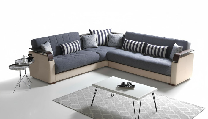 Grau Wohnzimmer Ecksofa L-Form Modern Luxus Sofa Corner Sofa Eckgarnitur