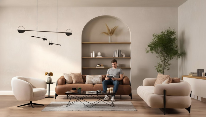 Sofagarnitur 3+3+1 Sitzer Textil Holz Sofa 3 Sitzer Modern Sessel Neu Komplett Set
