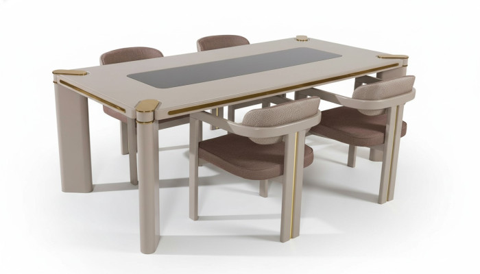 Esszimmer Set 4x Stühle Esstisch Set Esszimmer Designer Holz Stühle Garnitur Neu