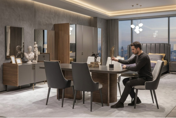 Esszimmer Set Luxus 6x Stühle Esstisch Essgruppe Garnitur Lehnstühle Modern