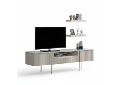 Rtv mit 2x Regale Lowboard Sideboard Tisch Wohnzimmer Modern Holz Design